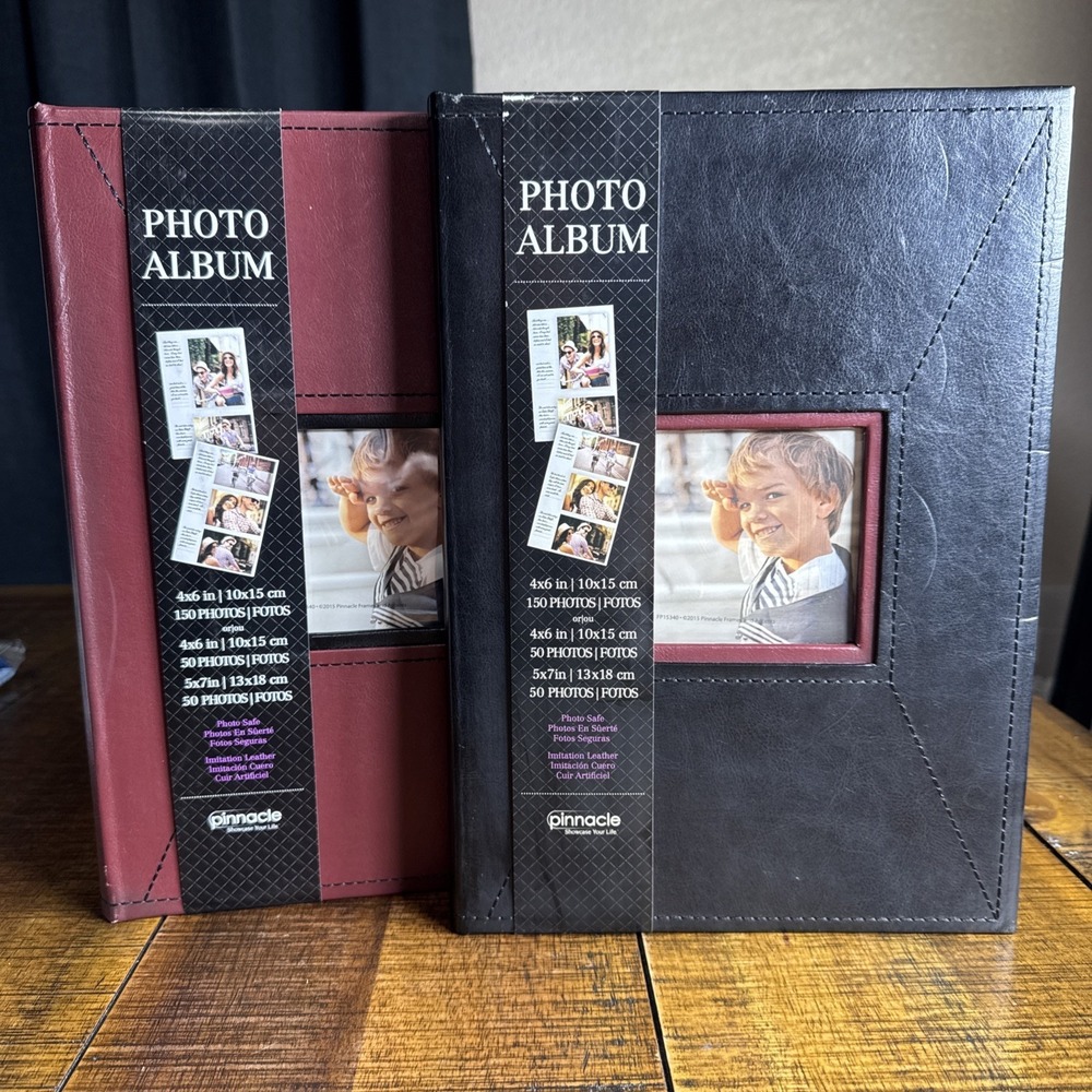 2 Pinnacle Faux Leather Photo Albums 4x6 or 5x7 Up To 150 Photos Photo Cover New
